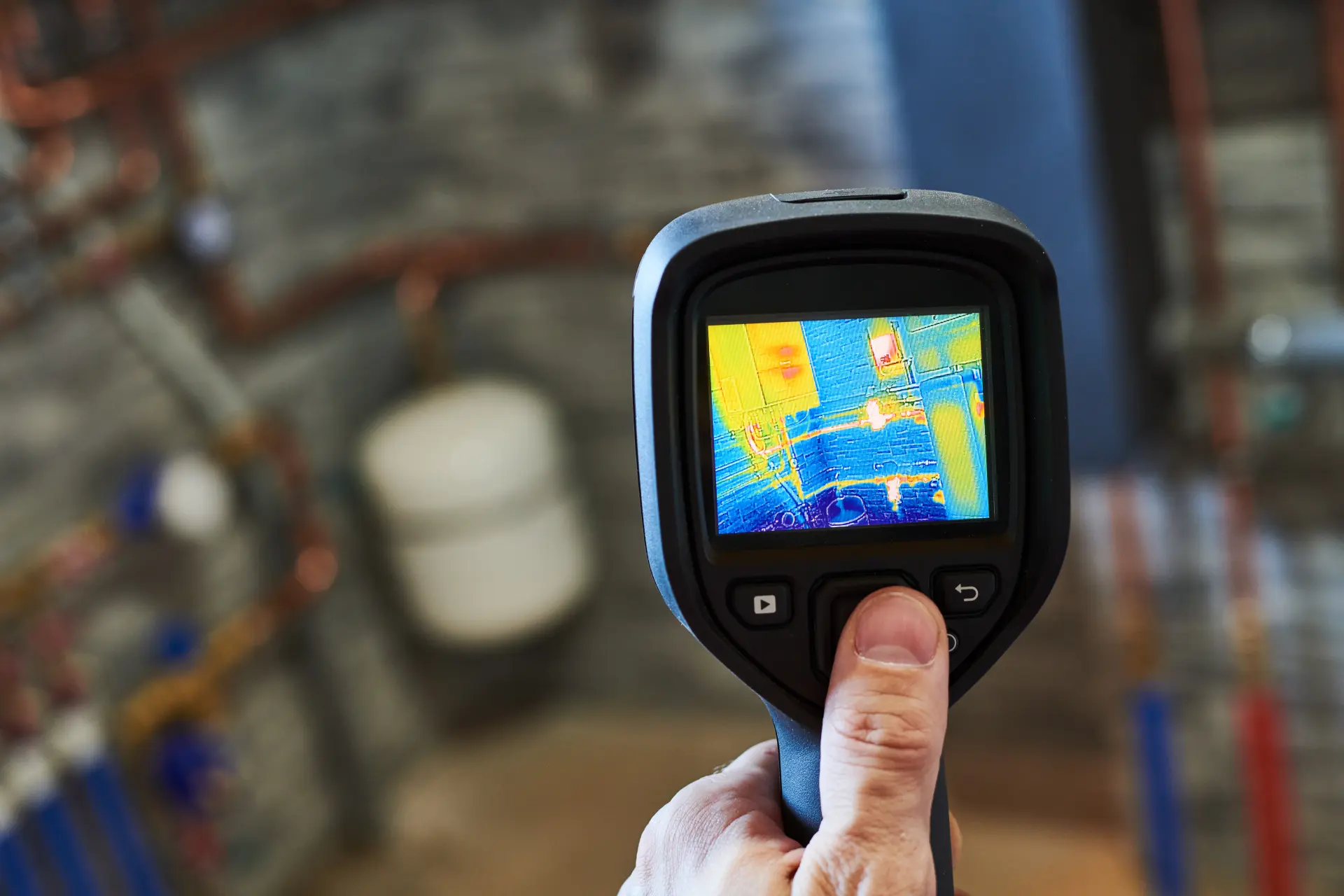 Použitie termokamery na detekciu úniku tepla a problémov s izoláciou v interiéri.